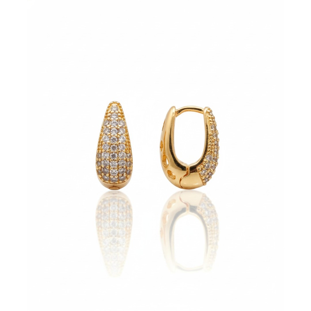 Brinco argola Click gota zircônias P